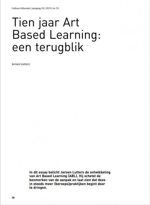 Tien jaar Art Based Learning: een terugblik